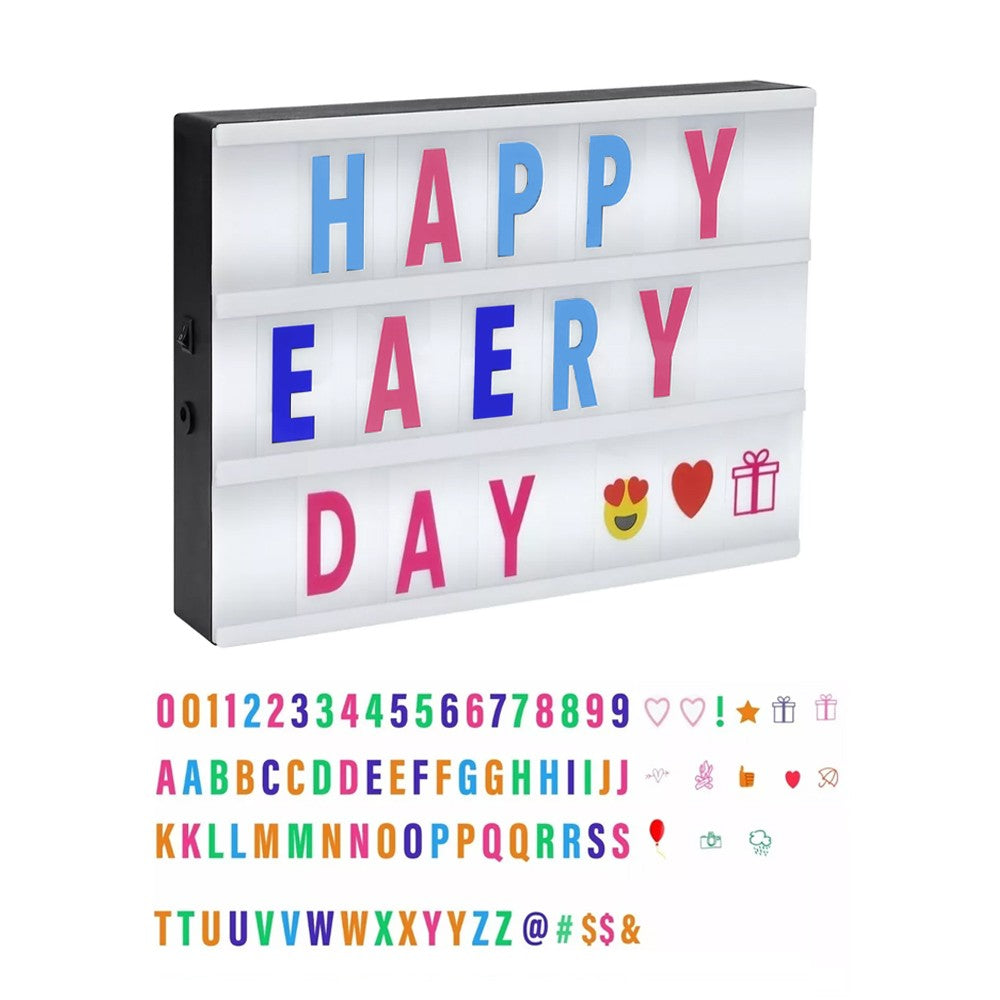 LED Cinema Light Box USB Powered Light Up Letter Board with 96 Letters - Black