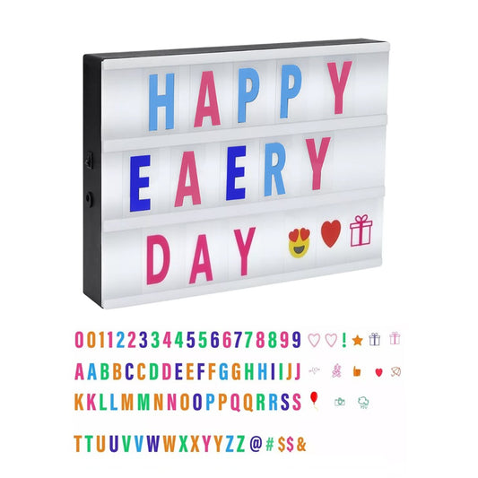 LED Cinema Light Box USB Powered Light Up Letter Board with 96 Letters - Black