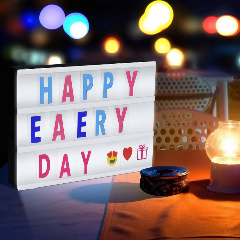 LED Cinema Light Box USB Powered Light Up Letter Board with 96 Letters - Black