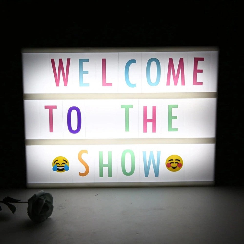 LED Cinema Light Box USB Powered Light Up Letter Board with 96 Letters - Pink