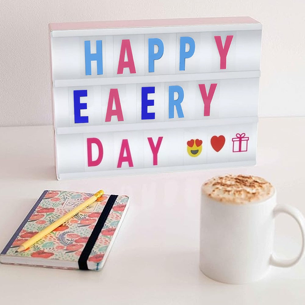 LED Cinema Light Box USB Powered Light Up Letter Board with 96 Letters - Pink