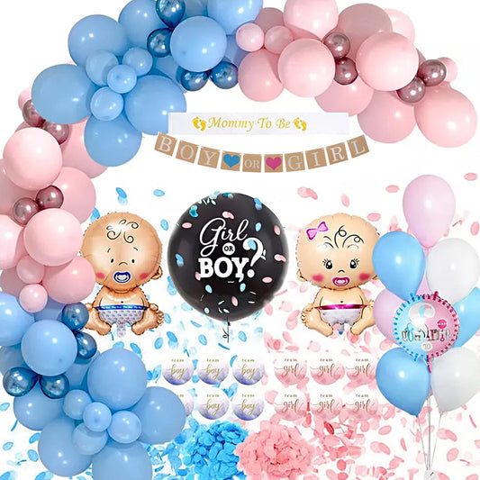 111Pcs Gender Reveal Balloon Set Arch Kit with Pink and Blue Balloons