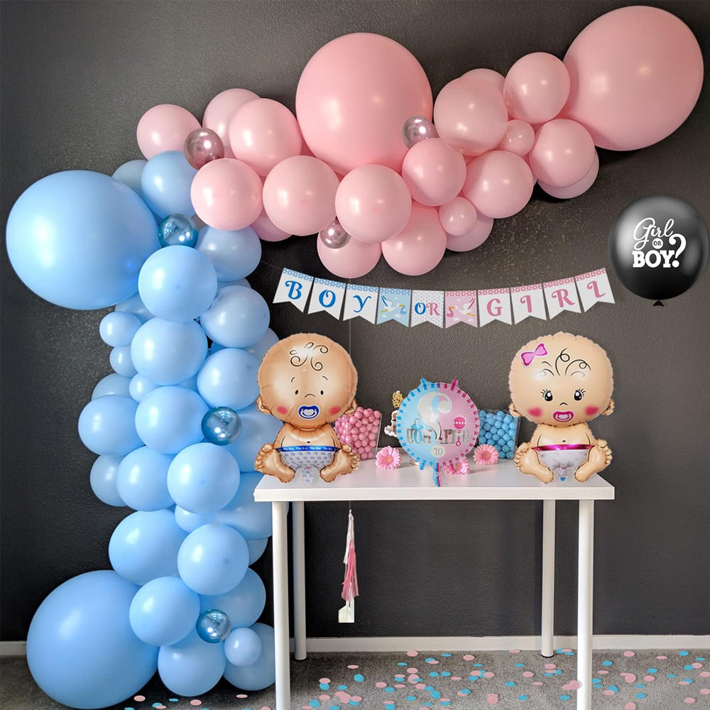 111Pcs Gender Reveal Balloon Set Arch Kit with Pink and Blue Balloons