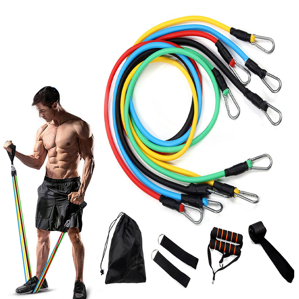 11Pcs Exercise Resistance Band Set Home Gym Fitness Elastic Tube