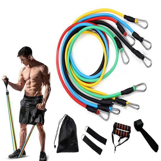 11Pcs Exercise Resistance Band Set Home Gym Fitness Elastic Tube