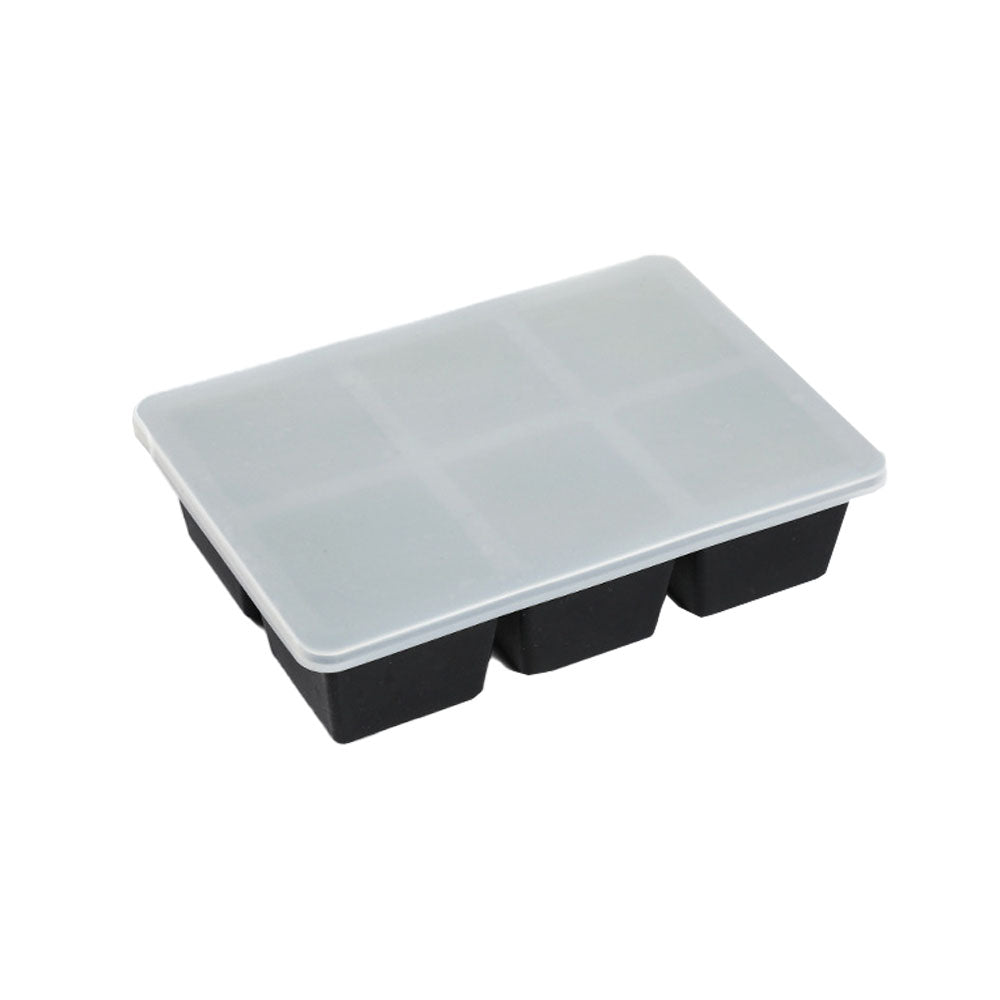 6 Grid Silicone Ice Cube Tray Large Square Ice Cube Mold Black