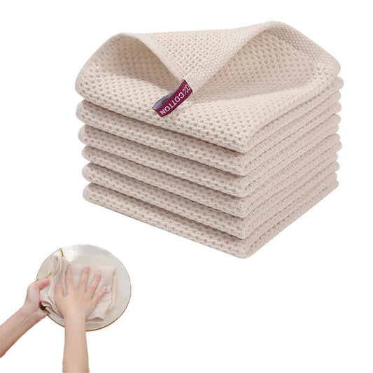6Pcs Cotton Waffle Weave Kitchen Dish Cloths Ultra Soft Absorbent Dish Towels