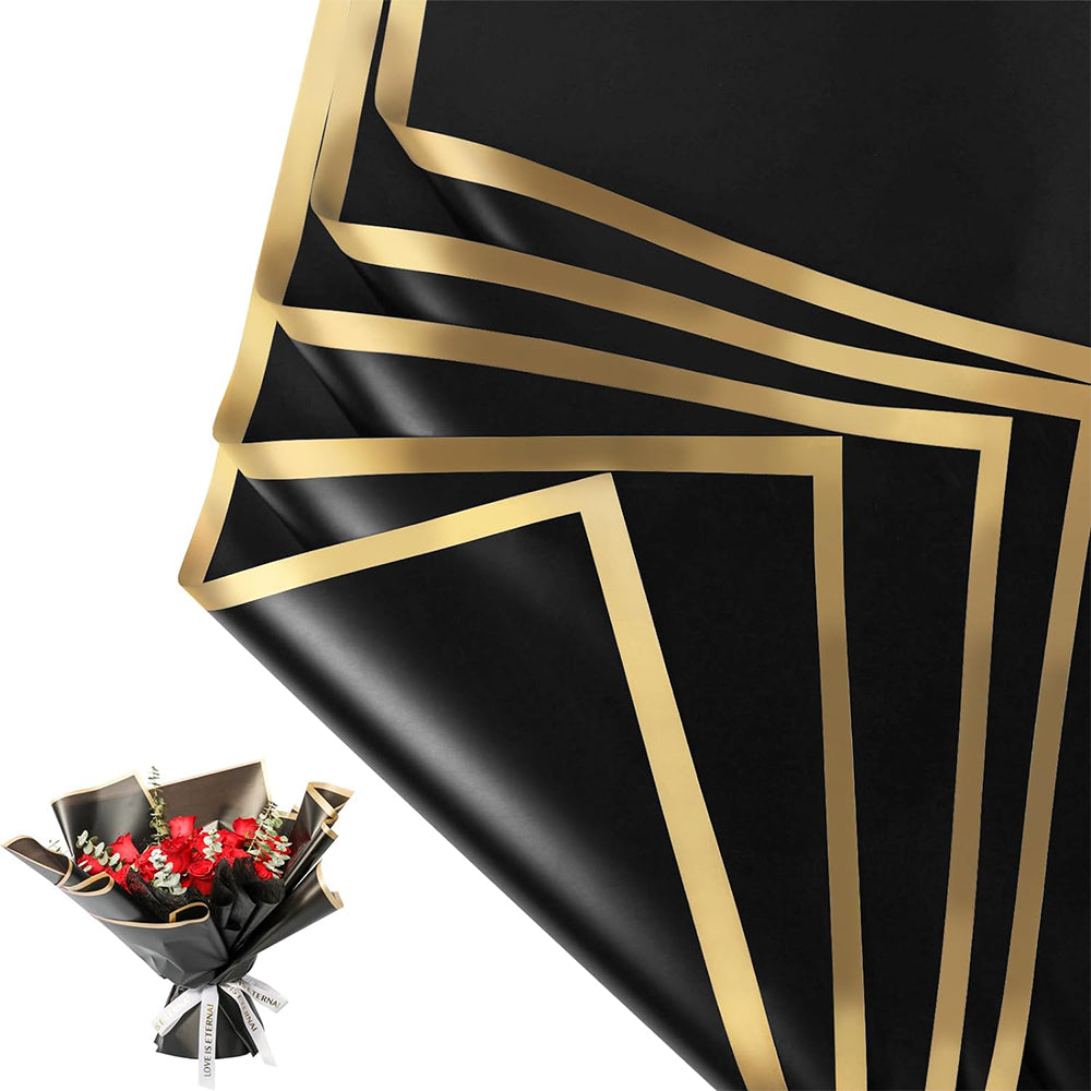 20Pcs Flower Wrapping Paper Water-resistant Bouquet Packaging Paper Black