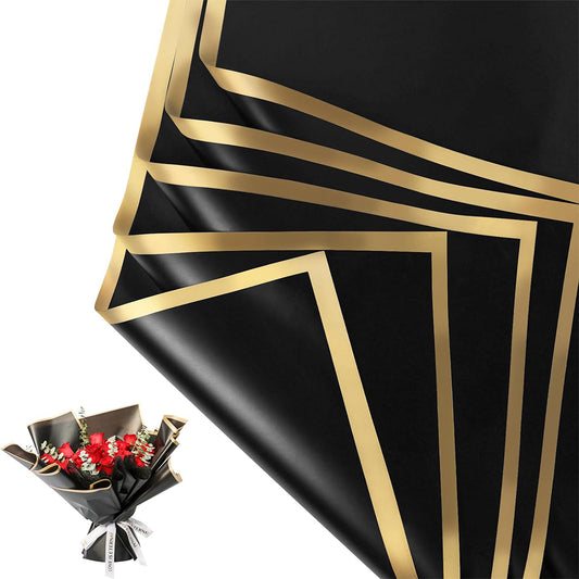 20Pcs Flower Wrapping Paper Water-resistant Bouquet Packaging Paper Black