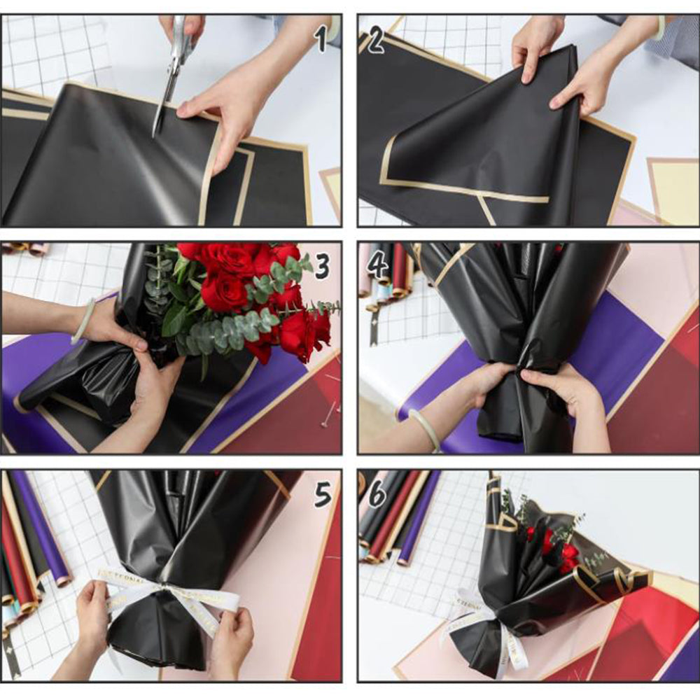 20Pcs Flower Wrapping Paper Water-resistant Bouquet Packaging Paper Black