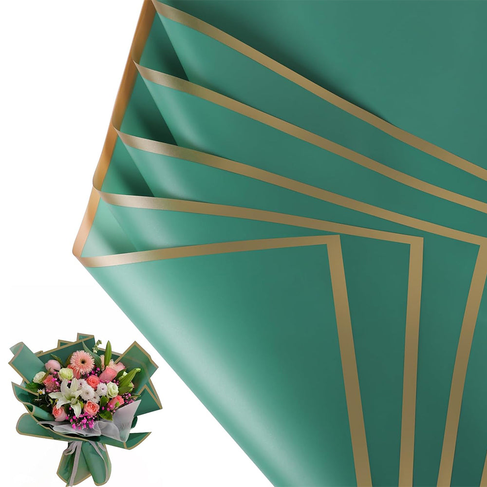 20Pcs Flower Wrapping Paper Water-resistant Bouquet Packaging Paper Green