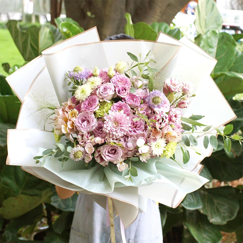 20Pcs Flower Wrapping Paper Water-resistant Bouquet Packaging Paper White