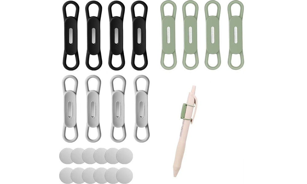 8 PCS Easy Attached Silicone Pen Holder Rings with Attraction Strips