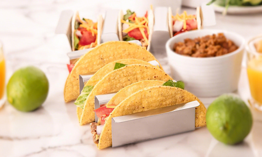 1 or 2 Stainless Steel Taco Holder Stand Wave Shaped Taco Tray for Dishwasher and Oven
