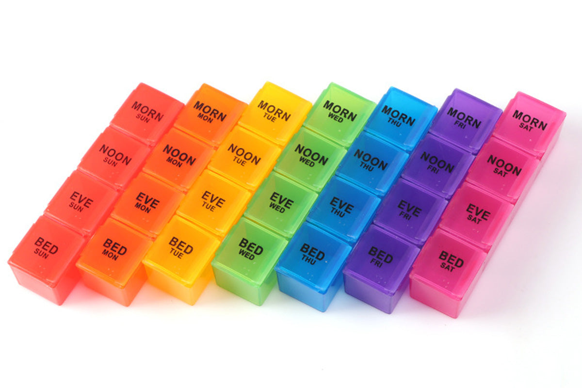 Weekly Pill Organizer Individual Medicine Containers for Vitamins Supplements