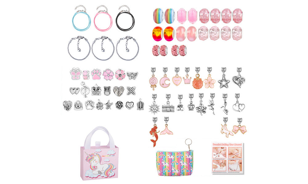 DIY Kids Bracelet Making Kit with Charms and Beads Jewelry Set for Girls Gifts