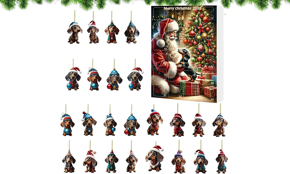 24 Day Christmas Advent Calendar Dachshund Acrylic Hanging Decorations