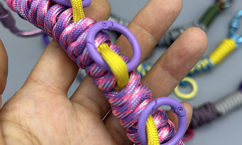 3 PCS Handwoven Paracord Backpack Gear Hanger Chains with Carabiners
