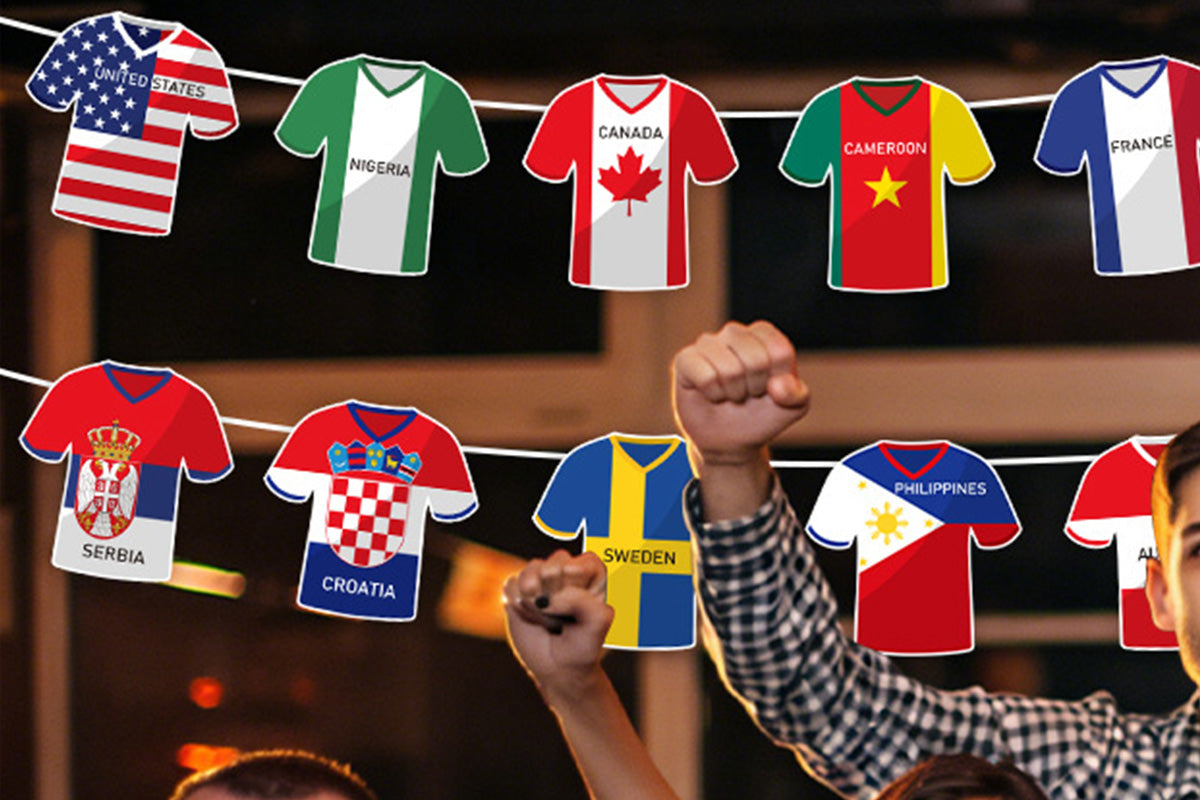 49 Pcs World Cup Party Bunting Soccer Jersey Flag Pennant Banner for Sports Theme Decor