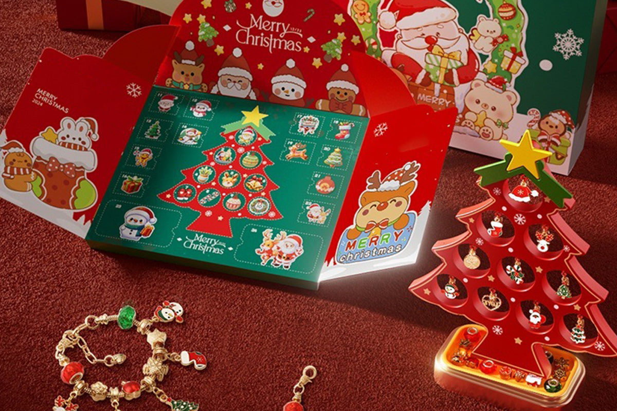 Christmas Bracelet Advent Calendar DIY Jewelry Blind Box with Christmas Tree for Girls Gift