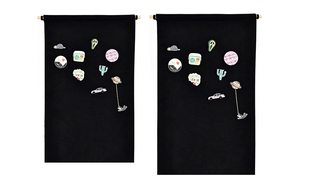 2 Piece Canvas Pin Badge Organizer Display Banners for Wall Hanging