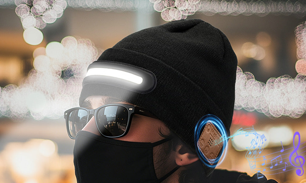 Bluetooth Music LED Beanie Hat with Headphones for Outdoor Activities