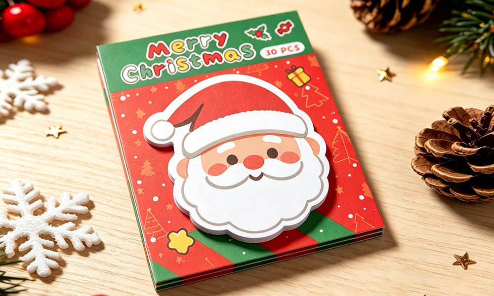 8/12 PCS Die Cut Christmas Sticky Notes with Repositionable Adhesive