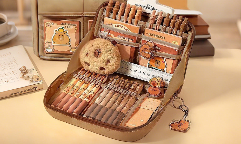 Cartoon Capybara Pencil Case Large Capacity Oxford Cloth Pen Bag