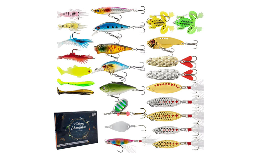 24-Piece Fishing Lure Gift Set with Assorted Sizes and Shapes