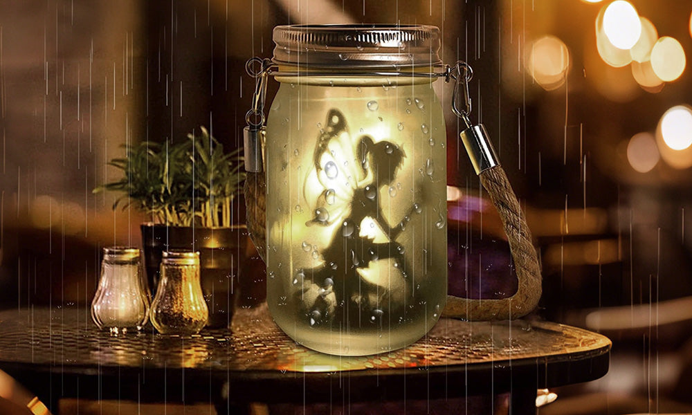 2Pcs Solar Fairy Jars Outdoor Garden Decorative Lights