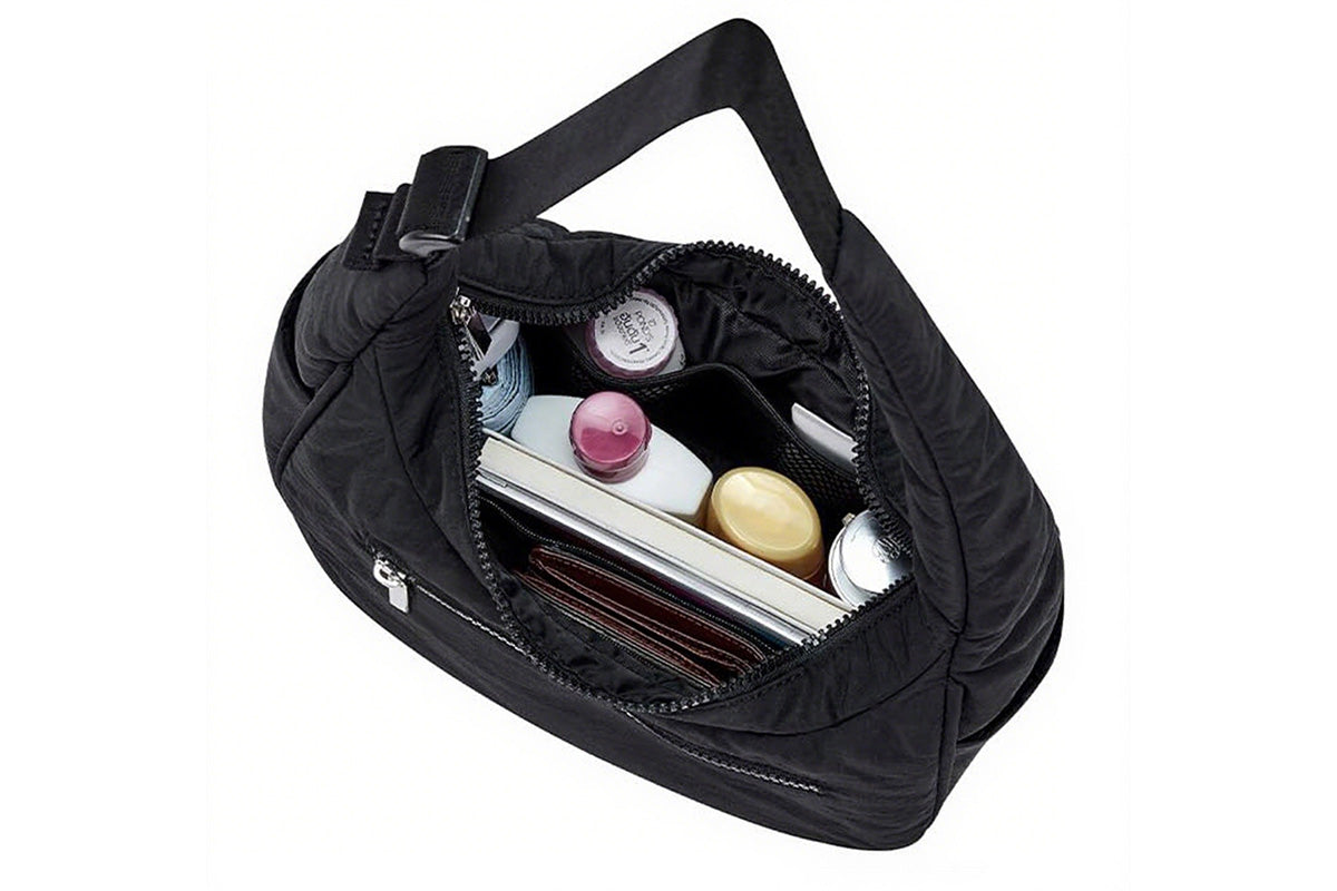 Small Puffer Crescent Shoulder Bag for Women Nylon Quilted Handbag with Adjustable Strap