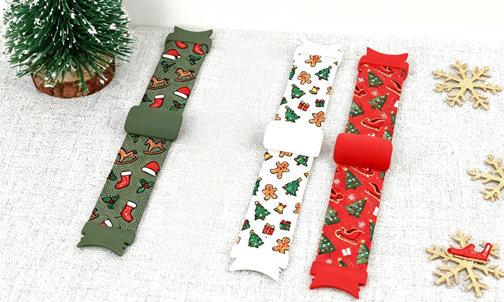3 PCS Christmas Nylon Watch Bands for Samsung 6th Gen Quick Release