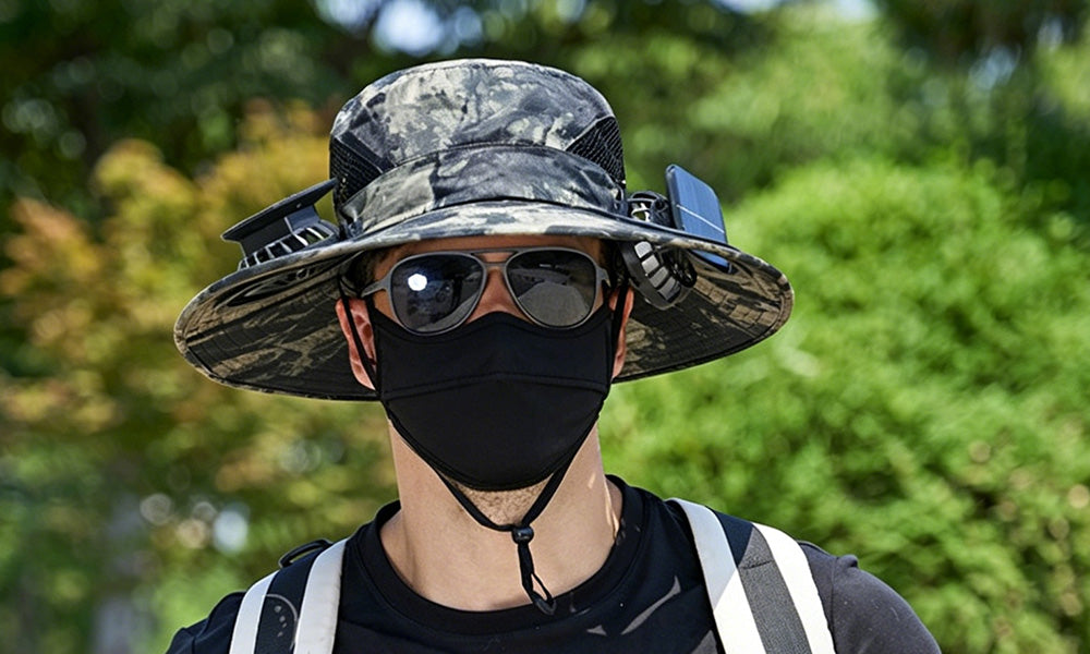 Solar Fan Hat Wide Brim Sun Hat with Cooling Fan for Outdoor Use