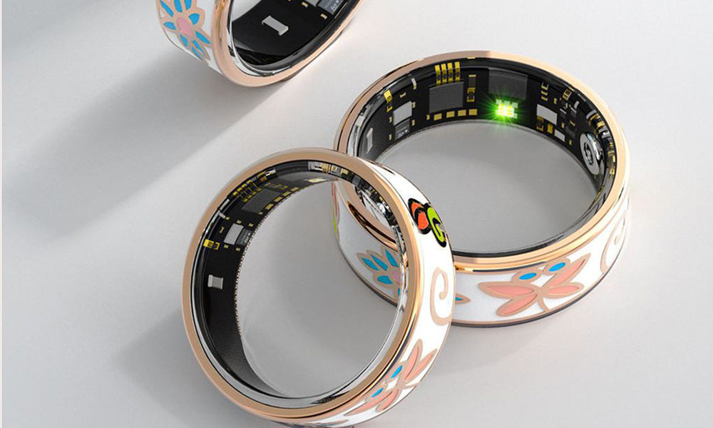 Bluetooth Vntage Enamel Style Smart Ring Water Resistant Fitness Health Tracker