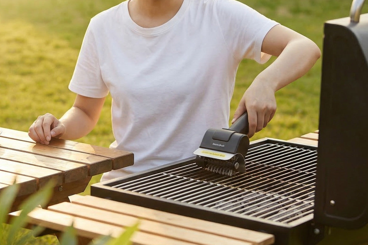 Cordless Electric Grill Brush BBQ Cleaner with 2000mAh Battery and 600rpm for Outdoor