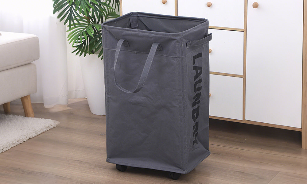 Rolling Narrow Tall Laundry Basket with Wheels for Bathroom and Laundry Room