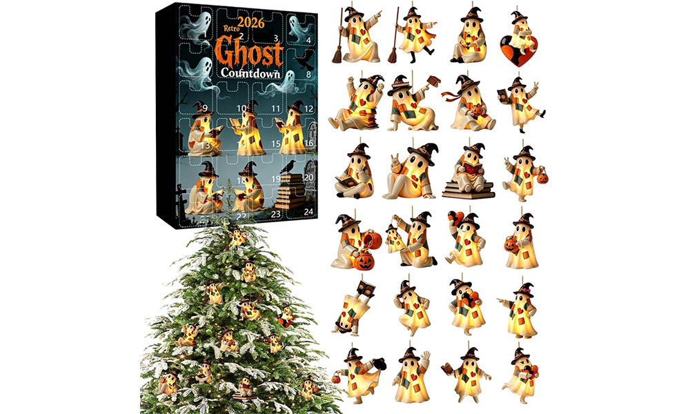 24 Day Halloween Ghost Countdown Calendar 2D Acrylic Collectible Decorations