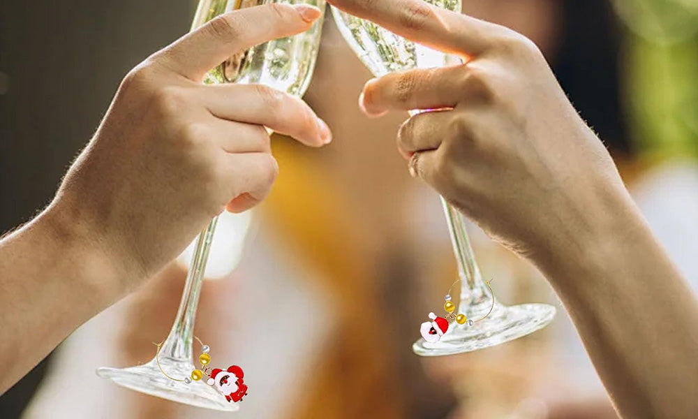 20 PCS Zinc Alloy Christmas Ocean Letter Wine Glass Marker Rings with Bag
