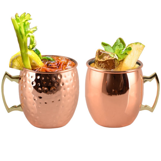 2Pcs Moscow Mule Stainless Steel Copper Finished Mug Drinking Cups
