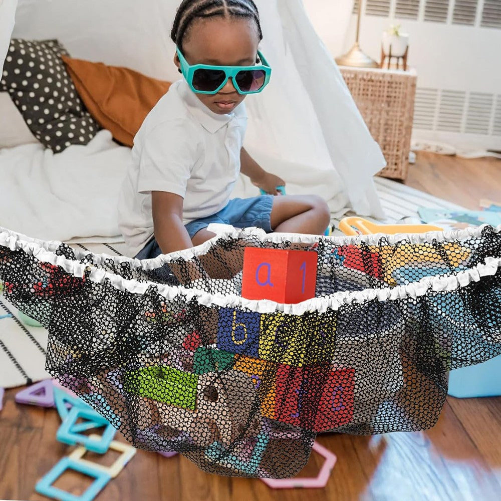 Wall-mounted Toy Hammock Toy Storage Net for Bedroom Nursery Storage - Black