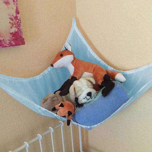 Wall-mounted Toy Hammock Toy Storage Net for Bedroom Nursery Storage - Blue