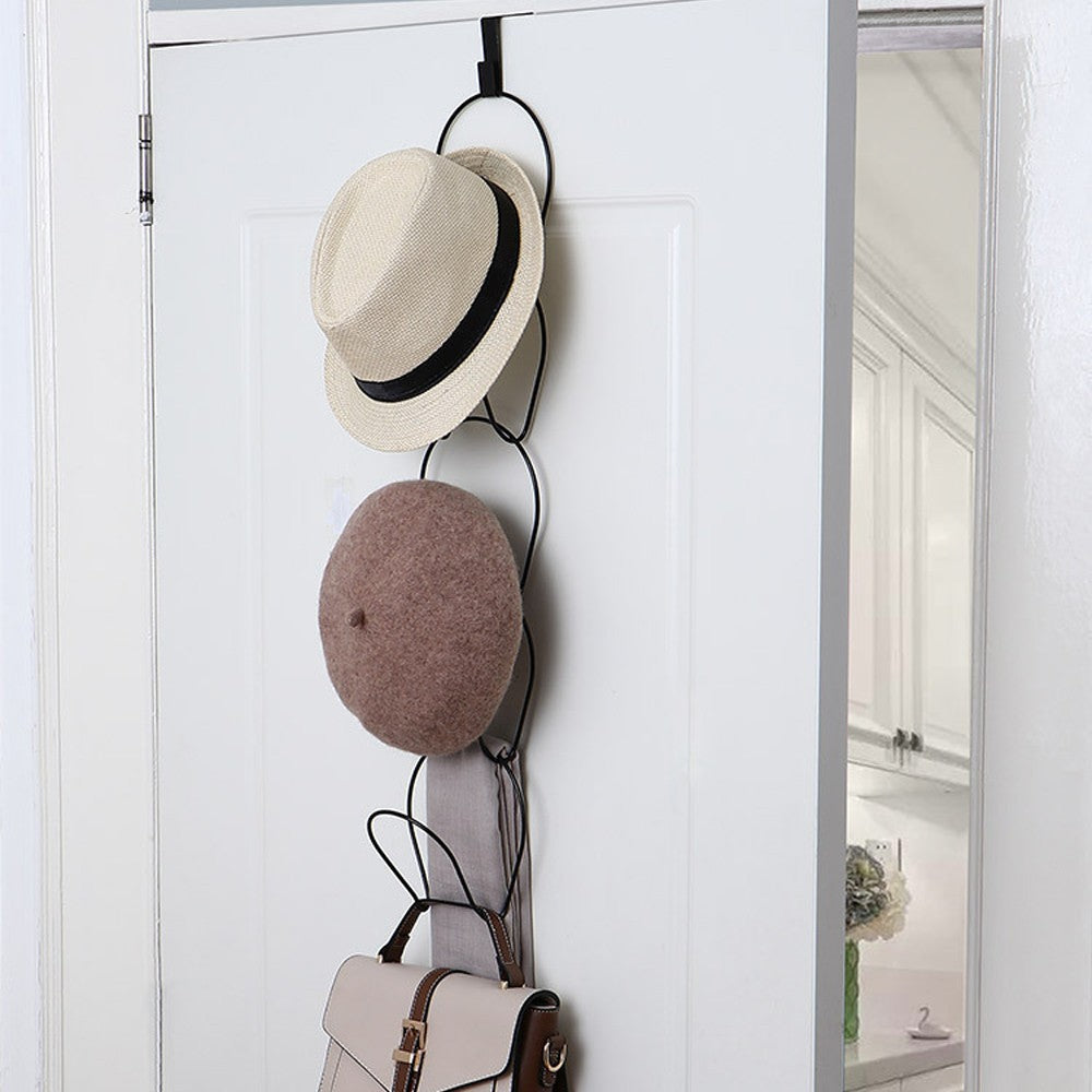 Over The Door Hanging Baseball Cap Rack Wardrobe Hat Holder for 5 Hats - Black
