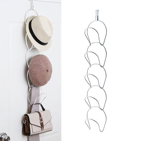 Over The Door Hanging Baseball Cap Rack Wardrobe Hat Holder for 5 Hats - White
