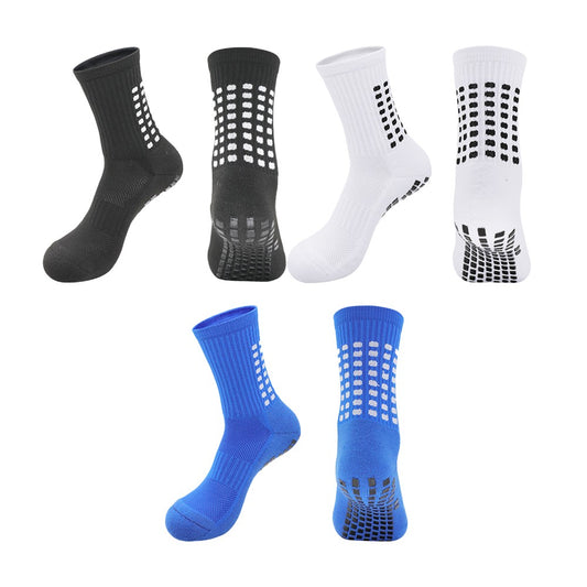3 Pairs of Anti-Slip Sports Socks Non Skid Soccer Socks - Black+White+Blue