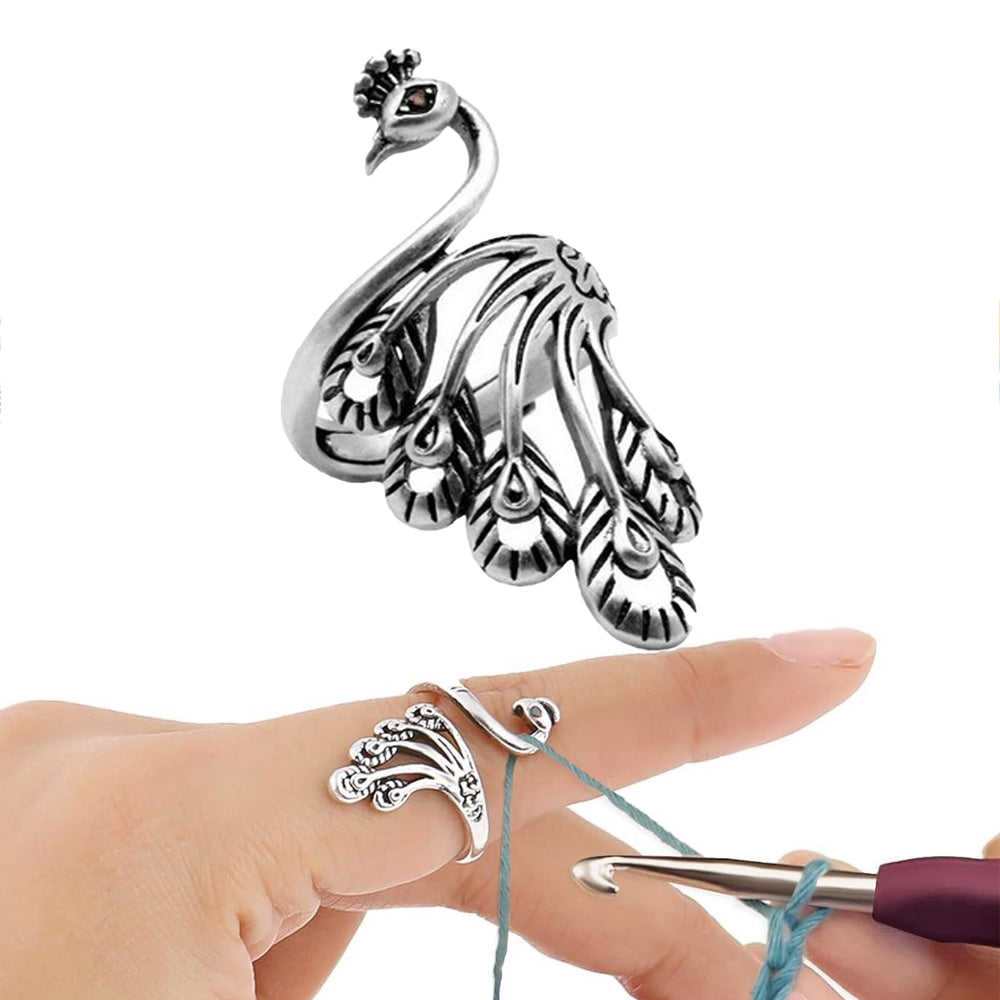 2X Peacock Ring Adjustable Tension Yarn Ring Knitting Loop Crochet Winder Style1