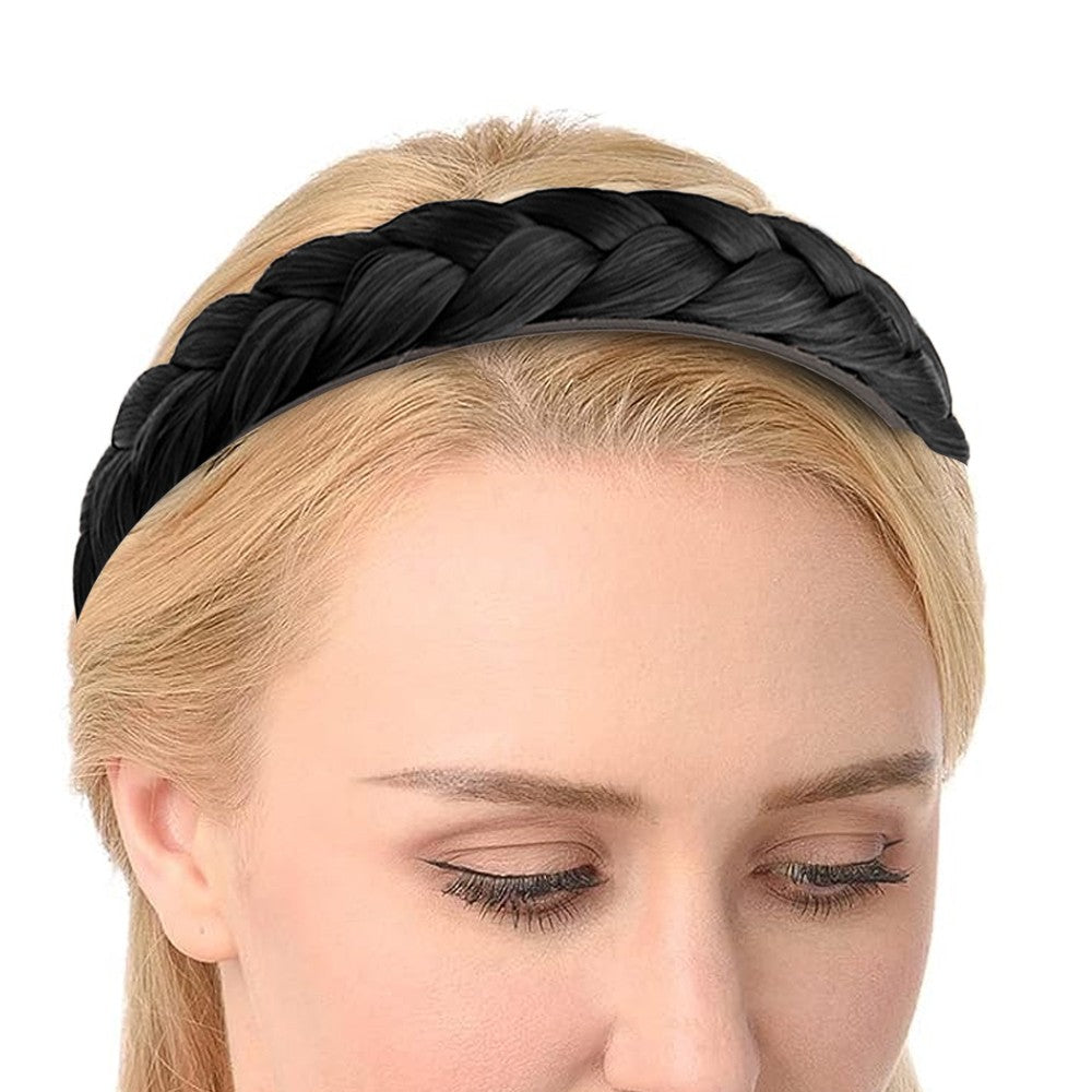 2Pcs Braided Hair Band Hair Plaited Headband Hair Accessories - Black
