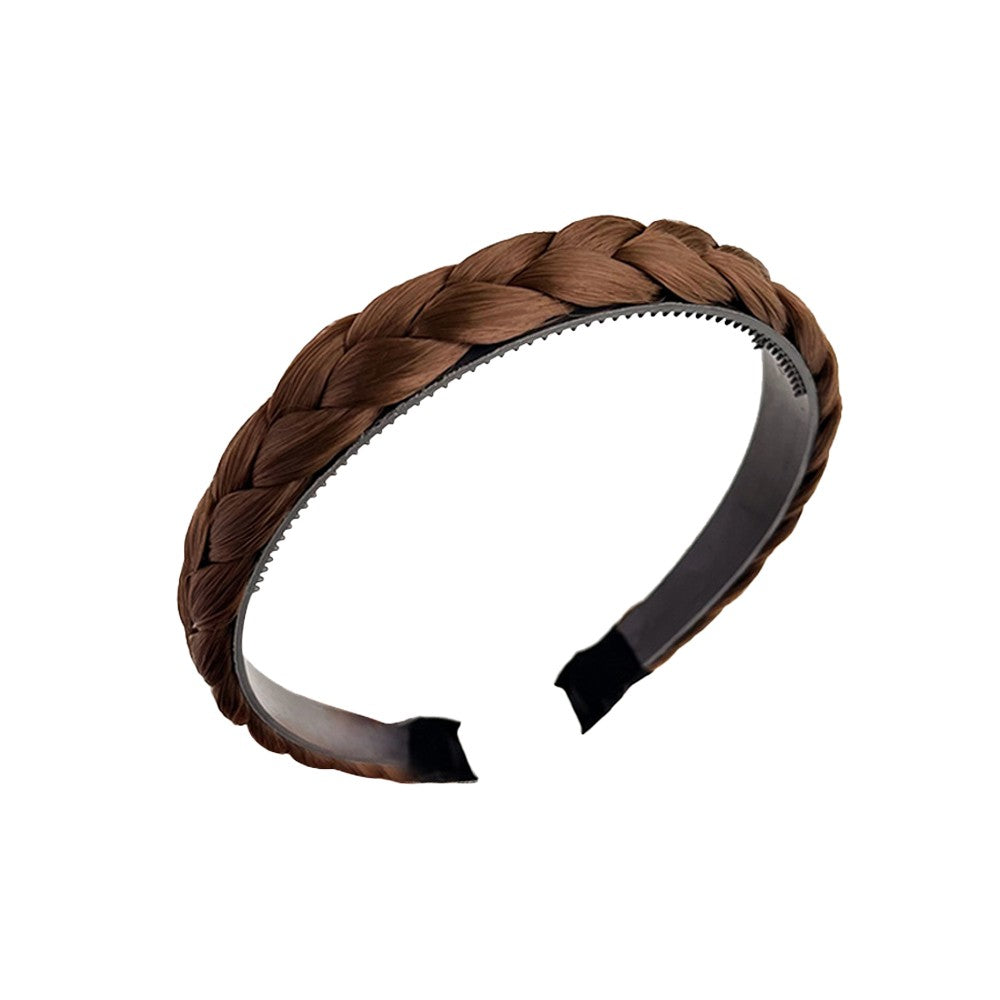 2Pcs Braided Hair Band Hair Plaited Headband Hair Accessories - Light Brown