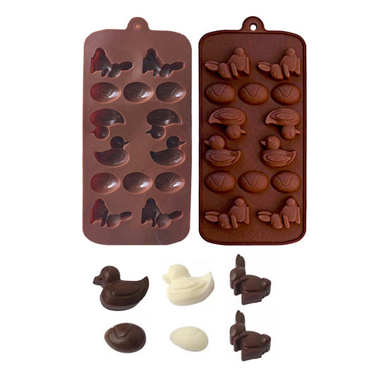 2Pcs Duck Bunny Egg Silicone Chocolate Molds Ice Cube Mold Tray