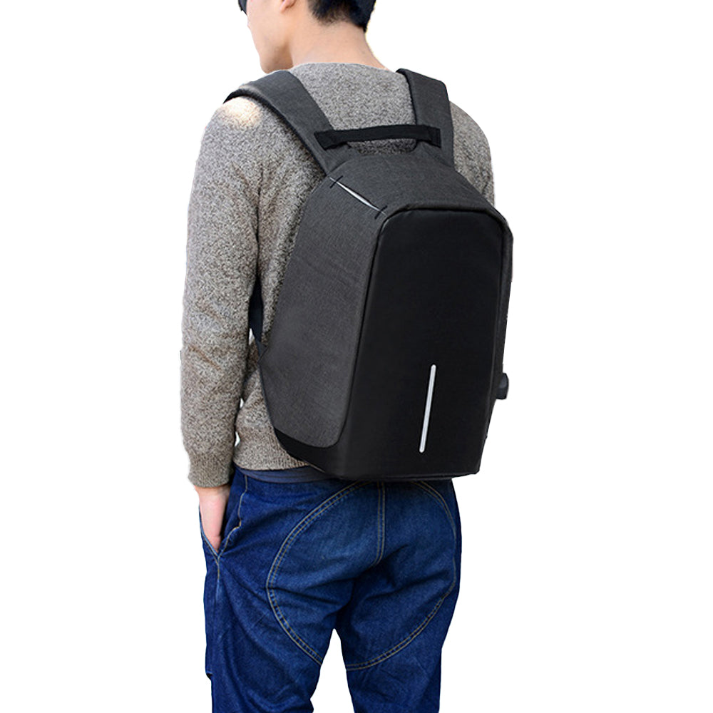 Anti-Theft Backpack School Travel Laptop Bag with USB Charging Port - Black