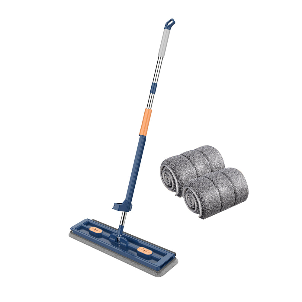 Large Flat Mop 360 Degree Rotatable Adjustable Mop with 2 Washable Pads - Blue